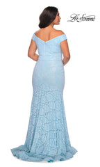Off-the-Shoulder Long Shimmer Lace Plus Prom Dress
