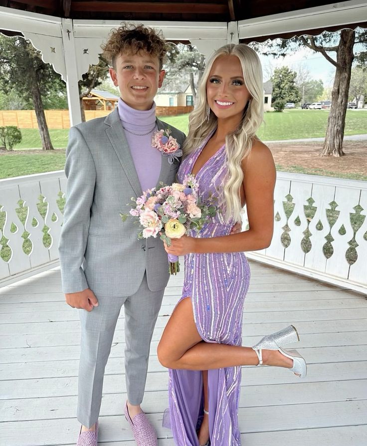 Classy A line Lilac Sequins V Neck Slit With Beadings Long For Women Girls Teens Prom Dresses N2177