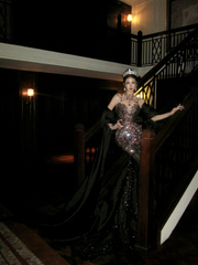 Sparkly Mermaid High Neck Black Sequin With Beads Gem Long Prom Dresses 20th Birthday Outfits AB2406