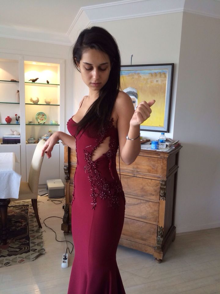 Mermaid Burgundy Spaghetti Straps Beaded Long Evening Prom Dresses Formal Dresses AB1853