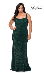 Empire-Waist Long Sequin Plus-Size Prom Dress