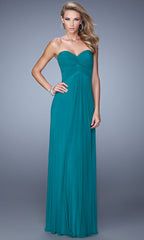 Strapless Long La Femme Prom Dress with Front Knot