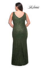 La Femme Tight Sequin Plus-Size Long Formal Dress