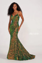Ellie Wilde EW34016 Long Mermaid Sequin Formal Prom Gown