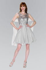 Lace Bodice A Line Short Graduation Dress