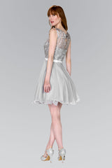 Lace Bodice A Line Short Graduation Dress