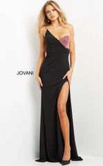 Jovani 09021 One Shoulder Long Formal Prom Gown