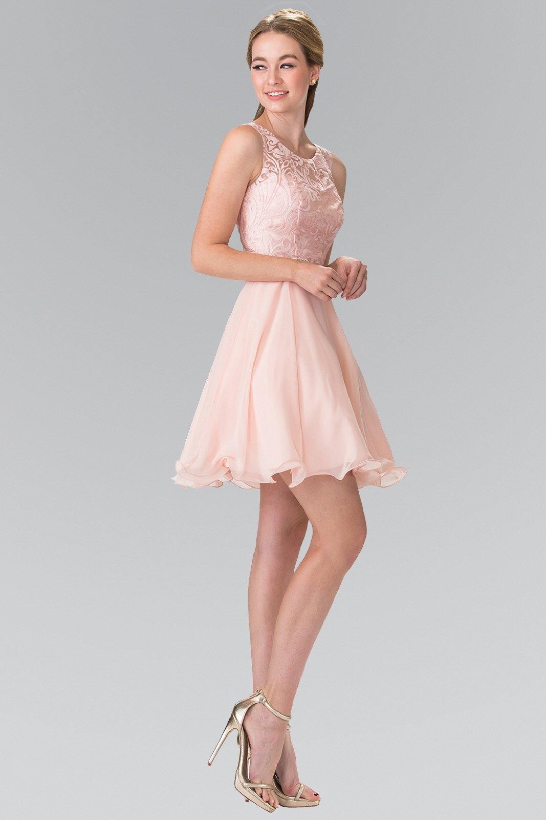 Lace Bodice A Line Short Graduation Dress