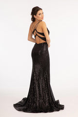 Long Sequined Mermaid  Prom Dress