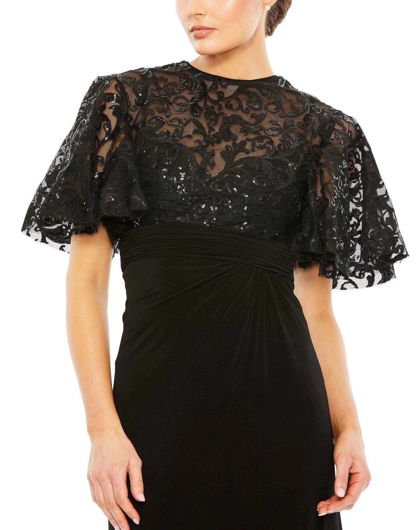 Long Formal Short Sleeve Dress Short Sleeves Mac Duggal 68002