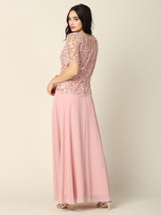 Mother of the Bride Beaded Long Formal Chiffon Gown
