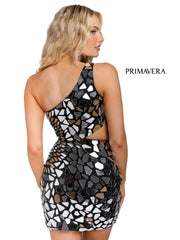 Primavera Couture Short One Shoulder Prom Dress 3529