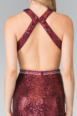 Prom Formal Sequins Long Dress with Side Slit
