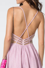 Prom Short V-Neck Spaghetti Strap Glitter Cocktail Dress