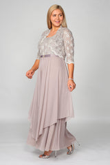 R&M Richards 7300W Plus Size Long Mother of the Bride Formal Jacket Dress