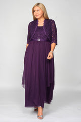 R&M Richards 7300W Plus Size Long Mother of the Bride Formal Jacket Dress