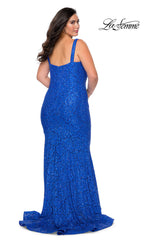 La Femme Plus-Size Long Lace Designer Prom Dress