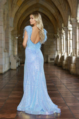 Long Formal Sequin Feather Mermaid Prom Dress by Ava Presley 38896