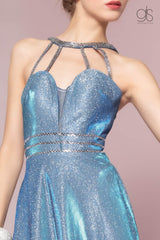 Sexy Long Evening Dress Prom Metallic Gown