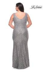 La Femme Tight Sequin Plus-Size Long Formal Dress