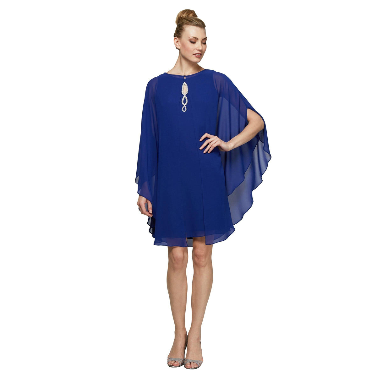 SL Fashions 112806 Short Sleeveless Chiffon Dress