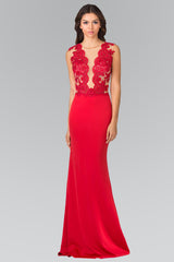 Sleeveless Lace Embellished Long Prom Dress