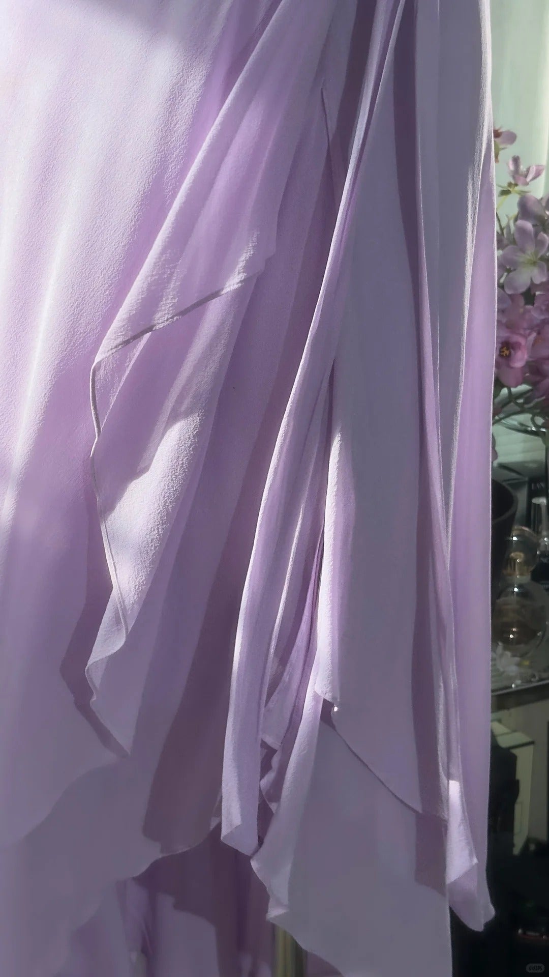 Charming Prom Dresses A Line V Neck Lilac Chiffon Mid Length Evening Outfits N3583
