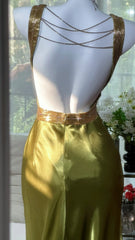 Modest Prom Dresses Mermaid Sweetheart Olive Green Sleeveless Satin Long Evening Outfits N3559