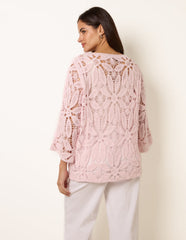 Flower Crochet Long Sleeve Top