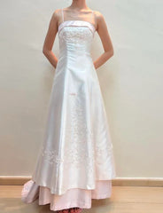 Vintage 80s A Line Spaghetti Straps Light Pink For High Schools Teens Prom Dresses Long Graduation Dress N1659