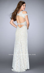 Long Open Back Prom Dress with Cold Shoulder Sleeves