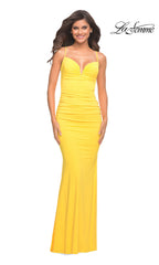 Long La Femme Prom Dress with Lace-Up Open Back